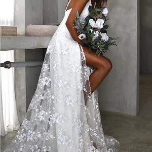 Sheila beach wedding dress with slit